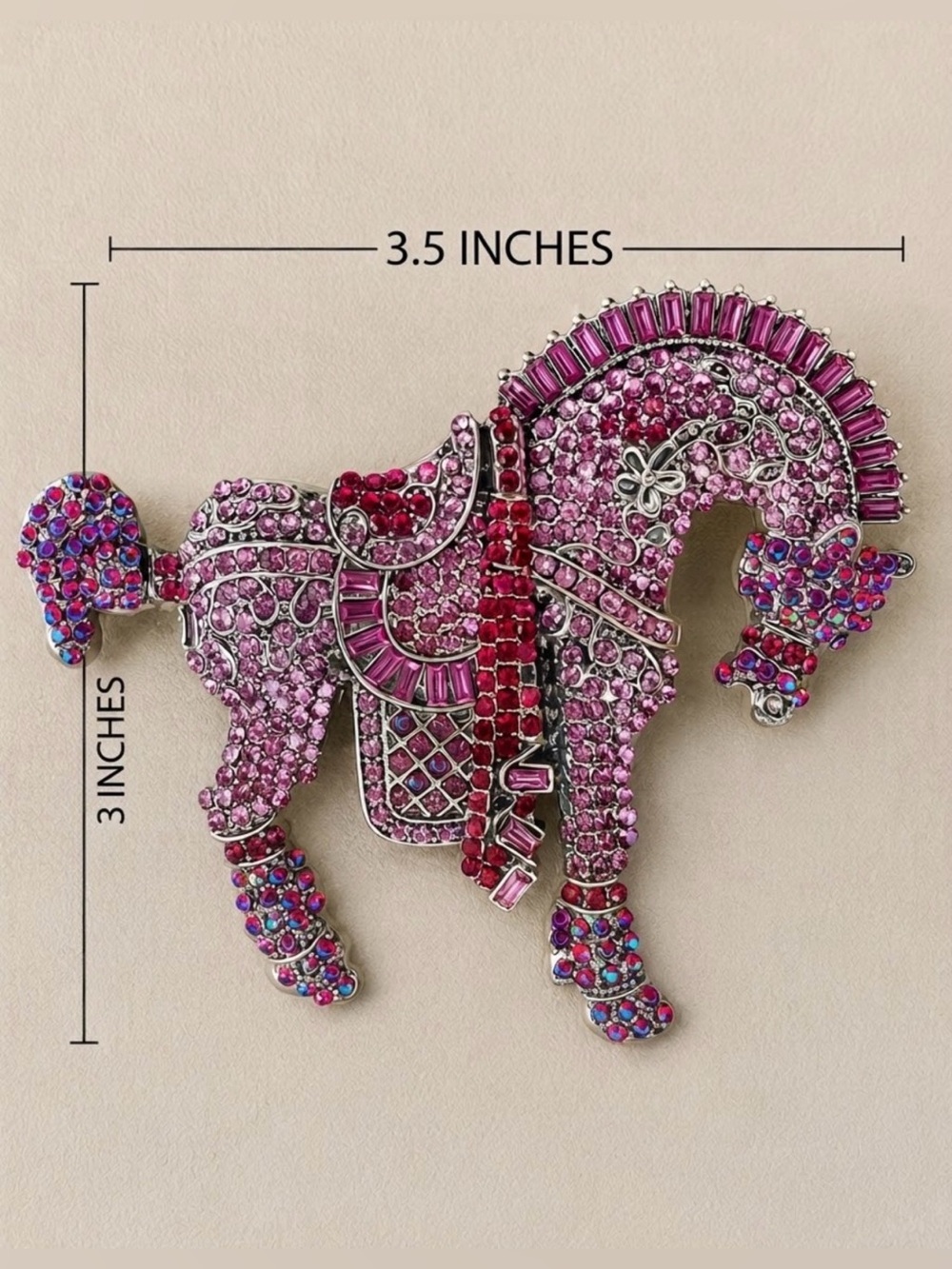 Huge gemstone horse sparkly brooch - Picture 2 of 4